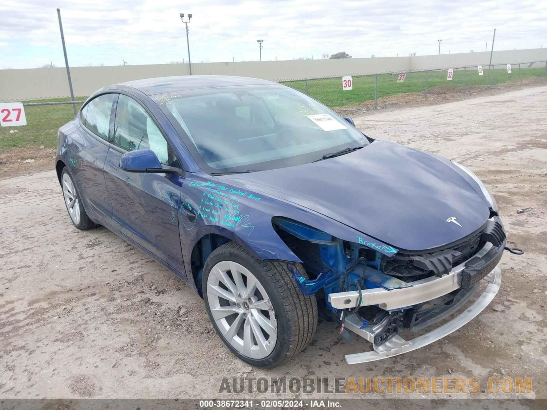 5YJ3E1EB7NF263402 TESLA MODEL 3 2022