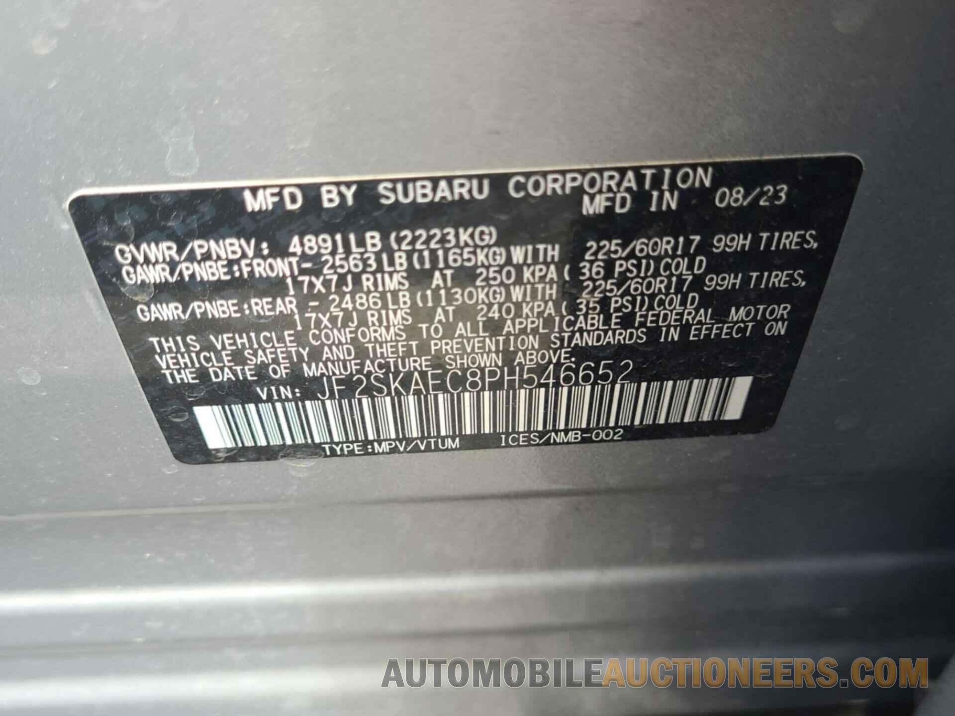 JF2SKAEC8PH546652 SUBARU FORESTER 2023