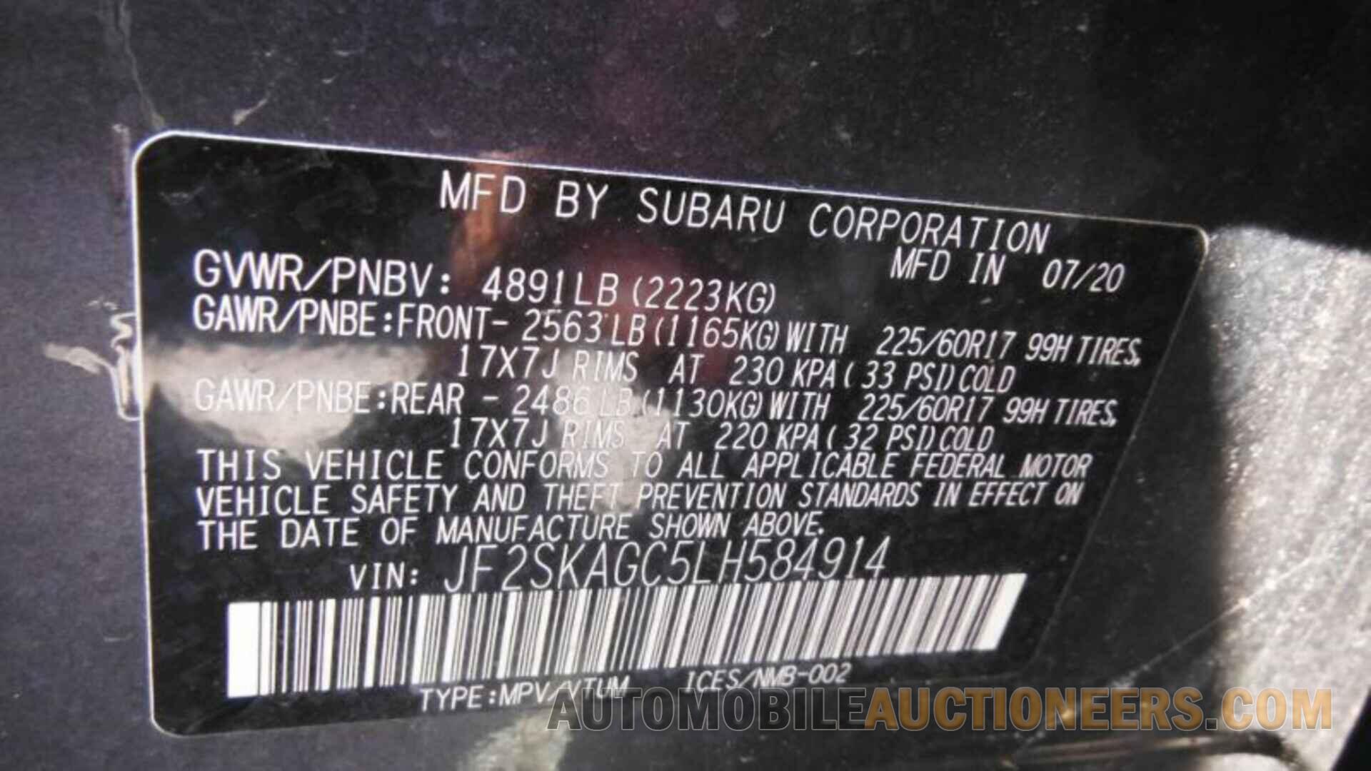 JF2SKAGC5LH584914 SUBARU FORESTER 2020