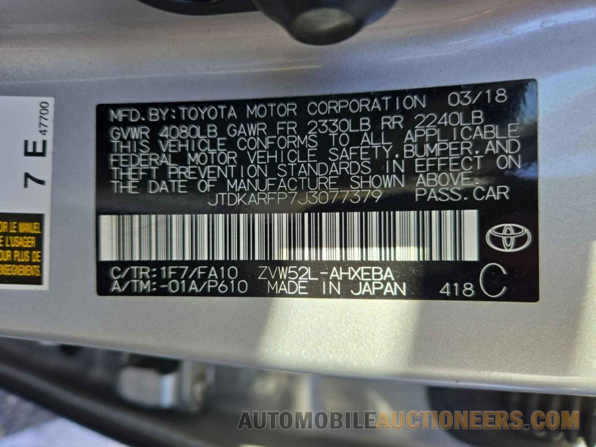 JTDKARFP7J3077379 TOYOTA PRIUS PRIME 2018