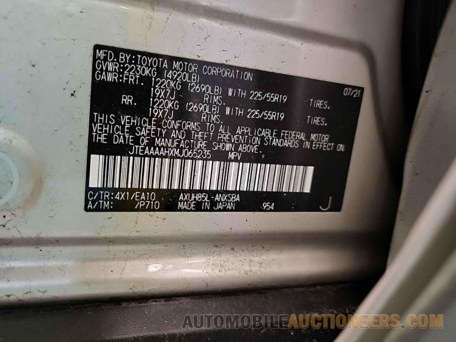 JTEAAAAHXMJ065235 TOYOTA VENZA 2021