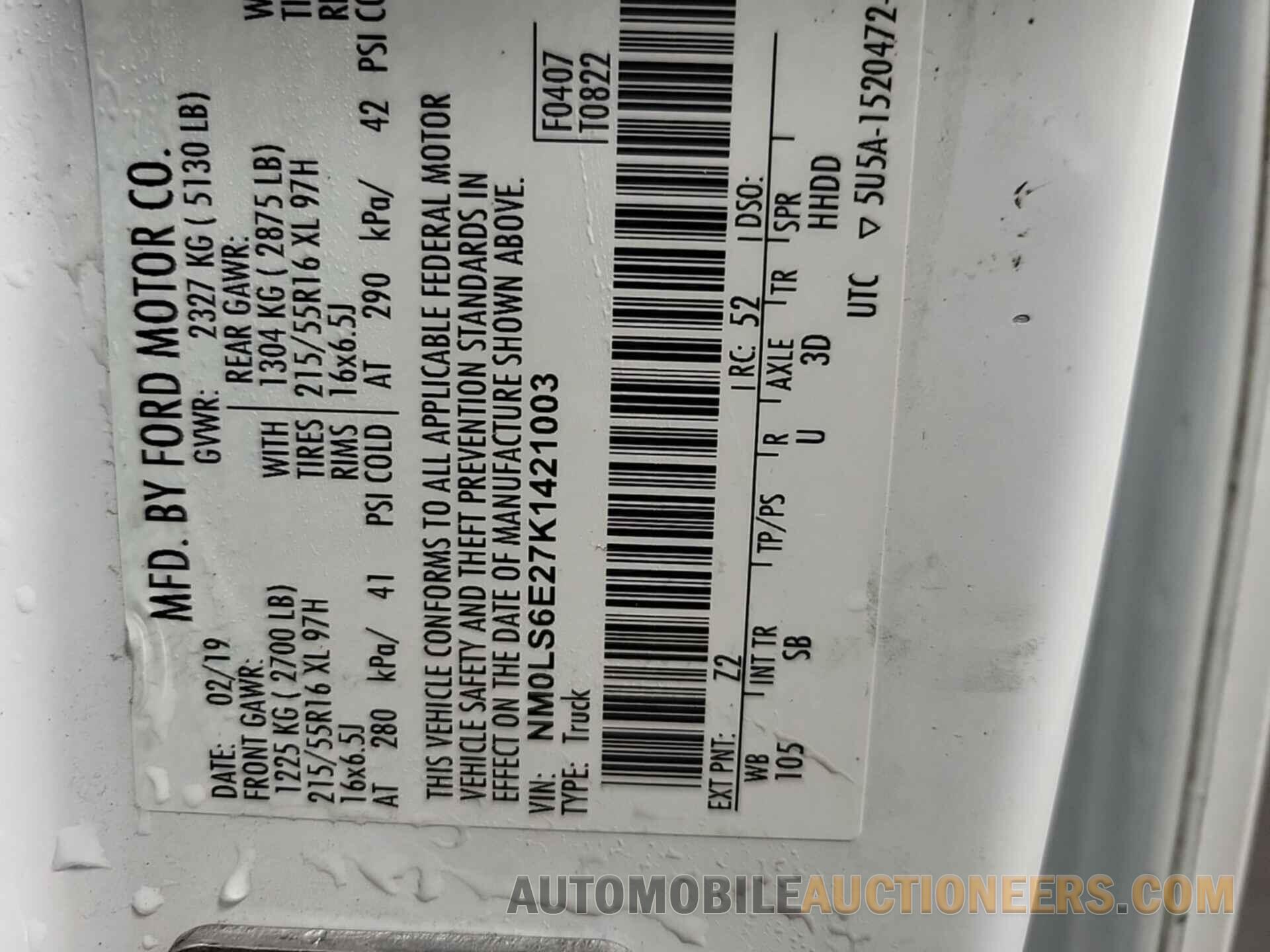 NM0LS6E27K1421003 FORD TRANSIT CONNECT 2019