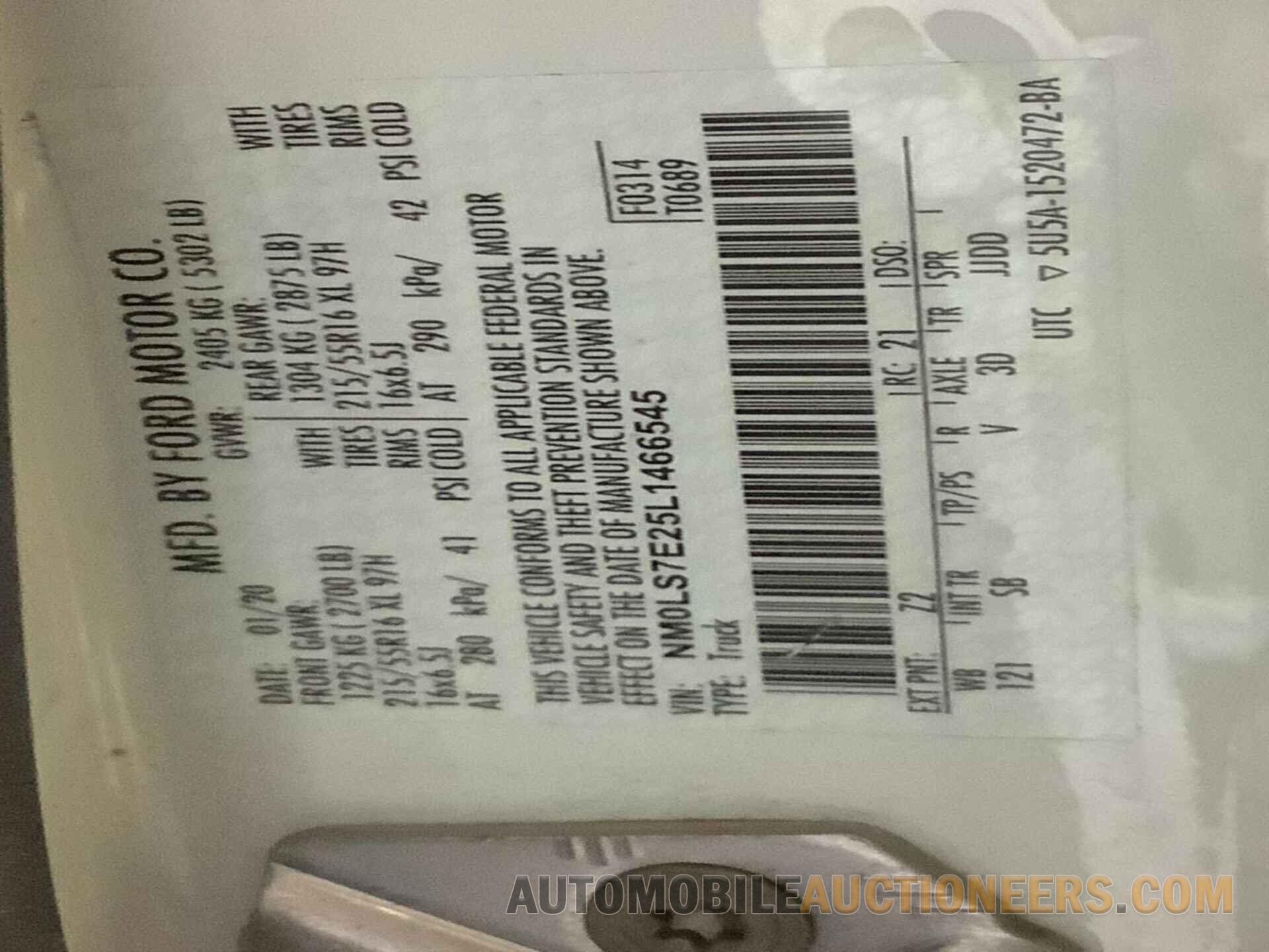 NM0LS7E25L1466545 FORD TRANSIT CONNECT 2020